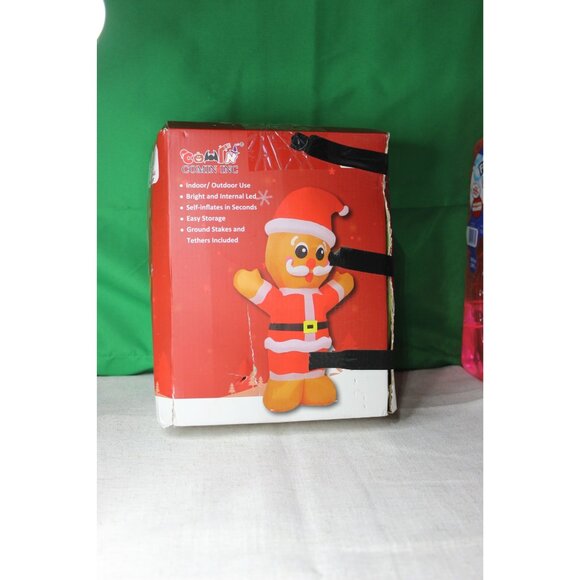 Gemmy 4 Ft Inflatable Gingerbread Santa Claus With LED Lights For Indoor/Outdoor - Picture 2 of 3